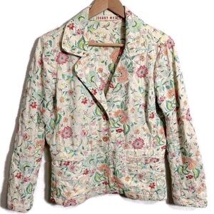 Johnny Was Cream Embroidered Floral Blazer